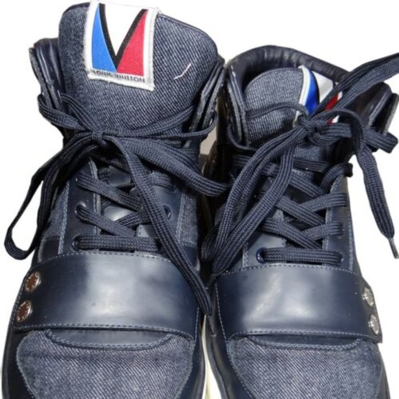 Louis Vuitton Fall/Winter 2012 BLUE GASTON DENIM LV Cup High Top Sneaker US 8 - Picture 6 of 10